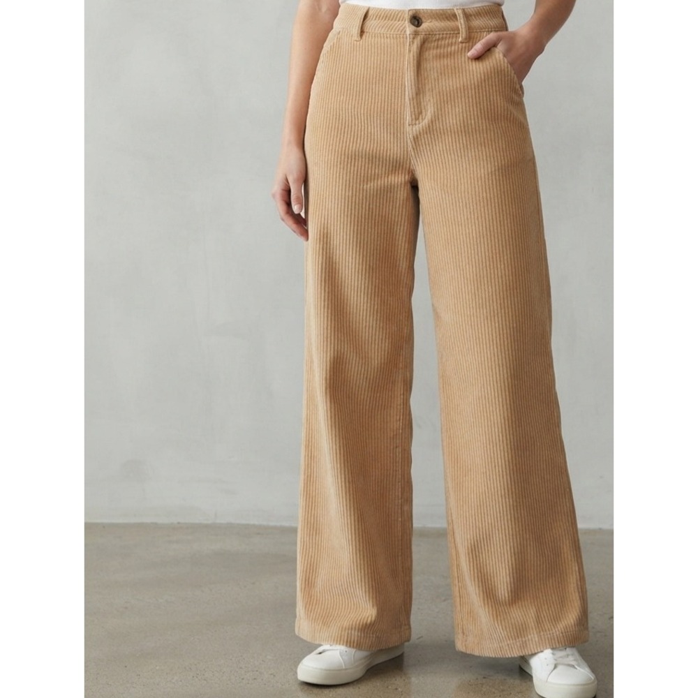 Double Zero Corduroy Wide Leg High Rise Tan Boho Retro Pants Medium